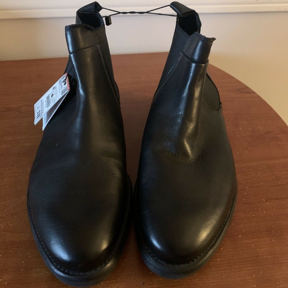 Zara Men's Chelsea Leather Ankle Boots Black - Size 8 Brand New With Tags $119 - Picture 3 of 7